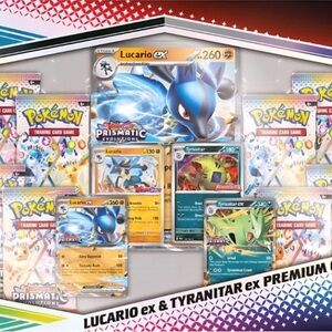 Pokemon Prismatic Evolutions Lucario & Tyranitar EX Set
